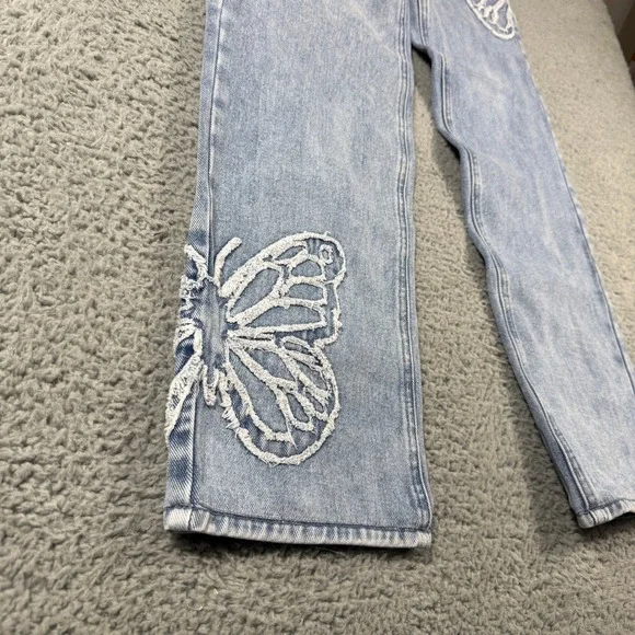 Pacsun 90s Boyfriend Jeans Size 24 Butterfly Light Wash High Rise - Picture 2 of 11